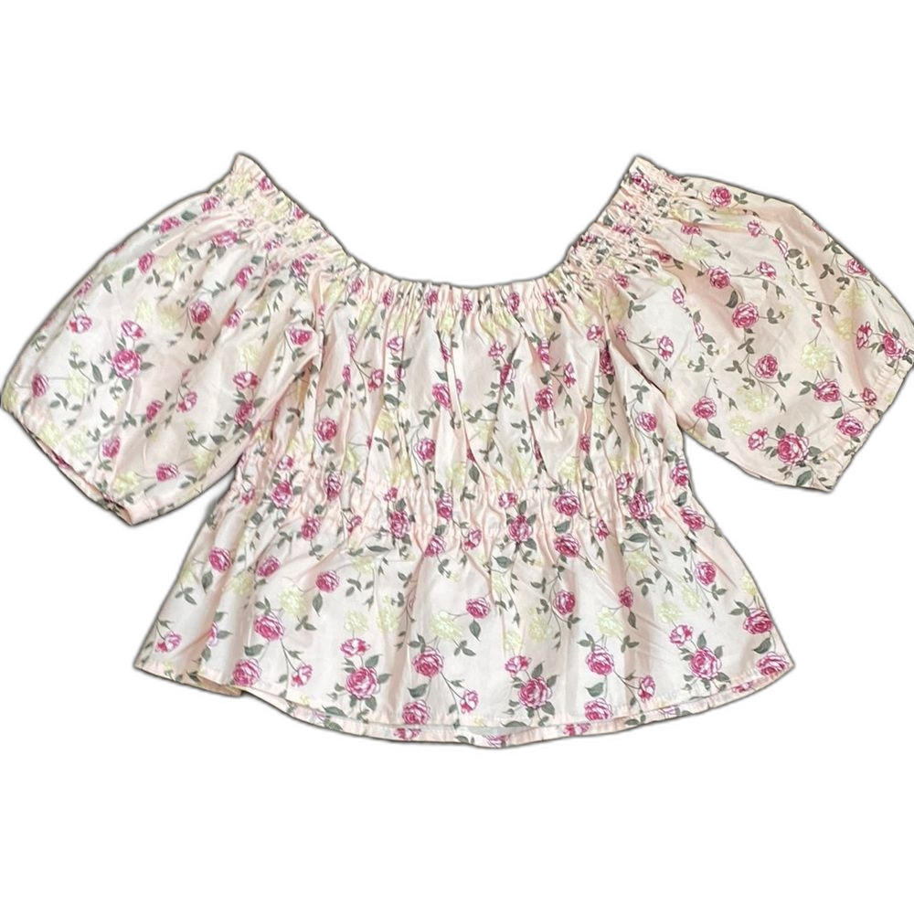 Celebrity Pink Puff Sleeve Smocked Coquette 100% Cotton